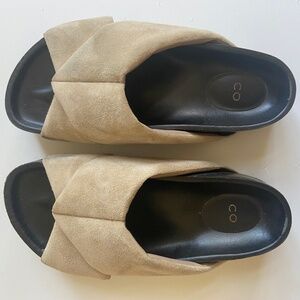 CO Collection Tan Slide Platform Cross Slide in Suede Size 36.5 Size 37